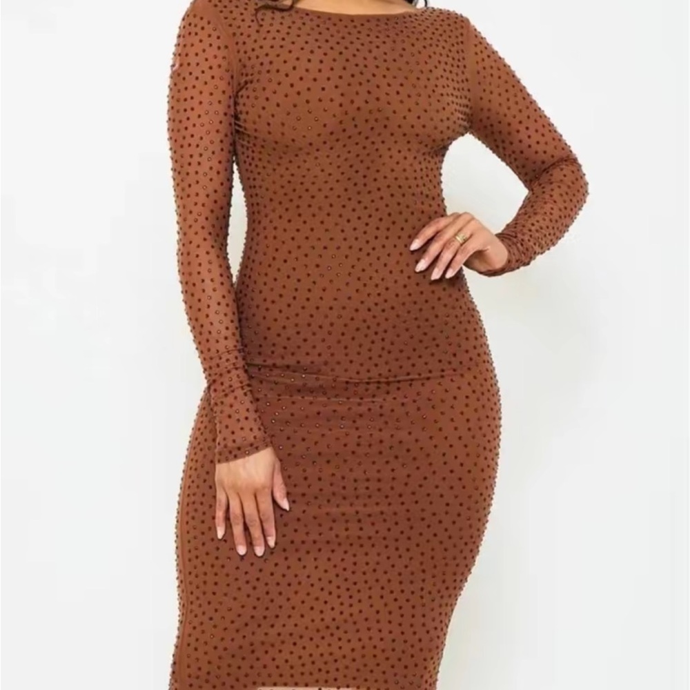 Elegant Brown open back Dress
